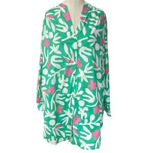 Hanna Andersson Green and Pink Swim Coverup